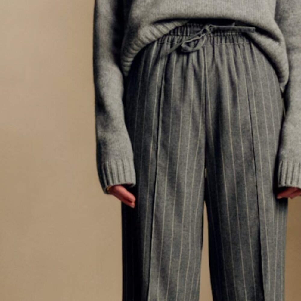 Sezane Bruce Trousers Grey Tennis Stripes - Size 8